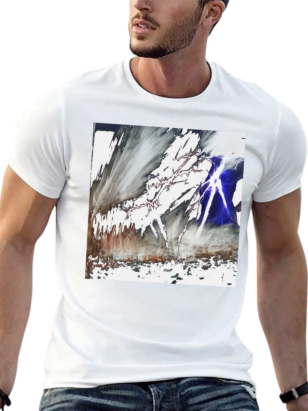 Abstract Lightning Graphic Black T-Shirt