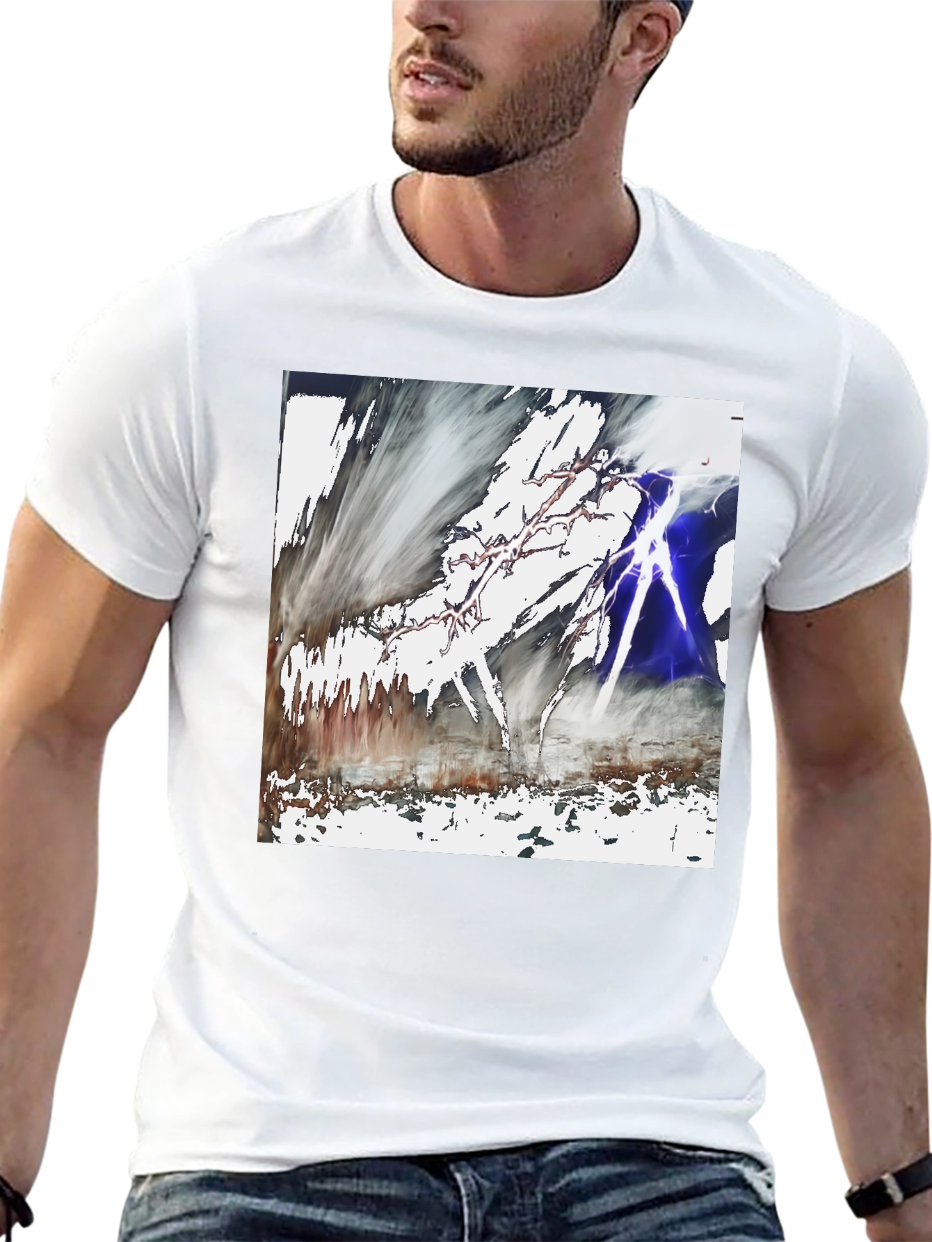 Abstract Lightning Graphic Black T-Shirt