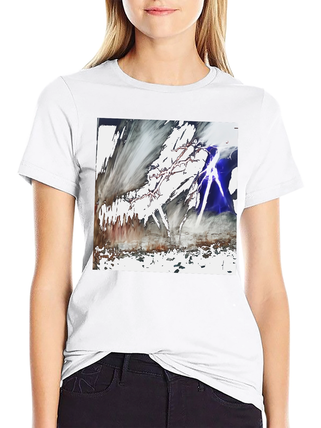 Abstract Lightning Graphic Black T-Shirt