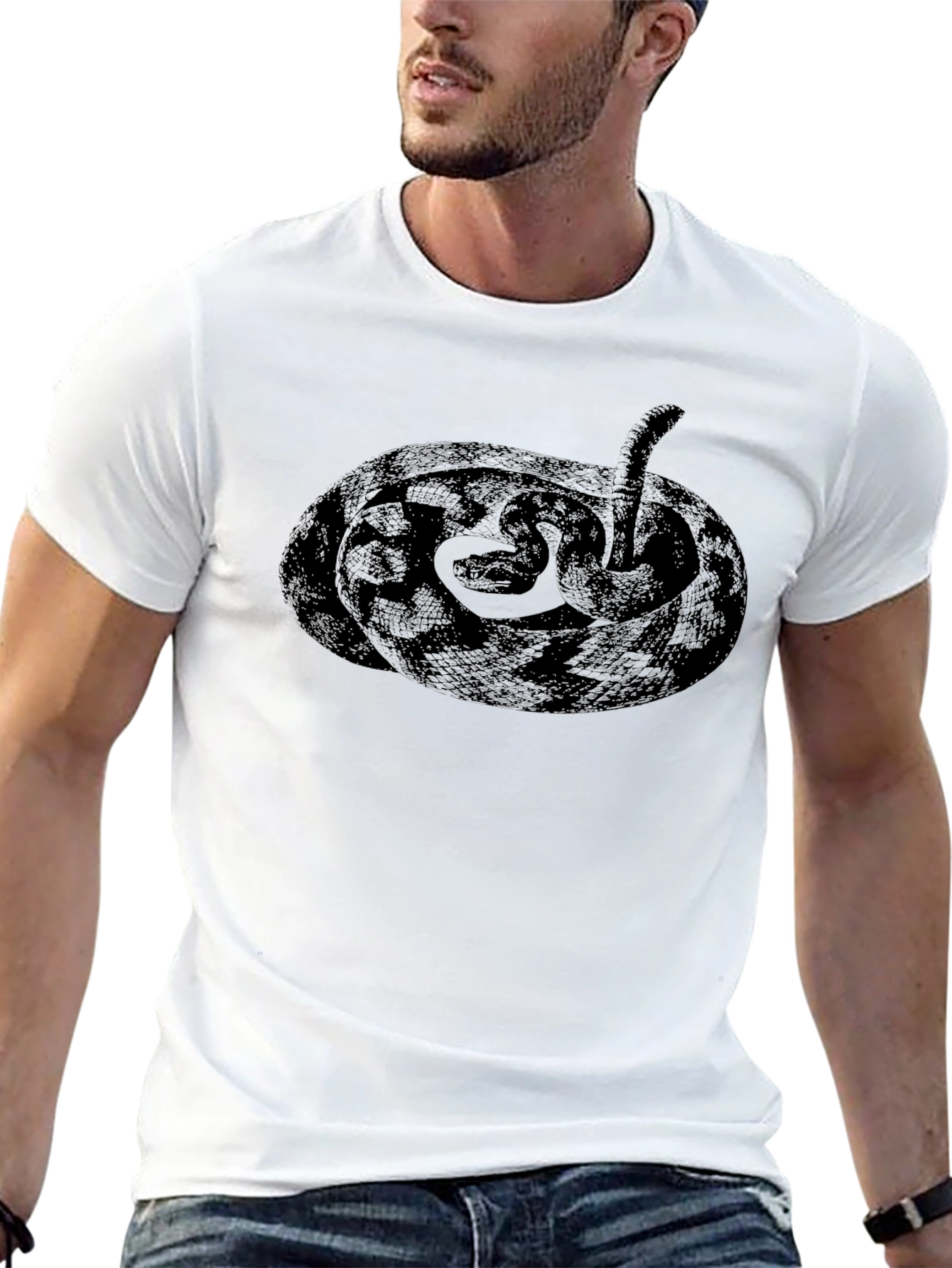 Snake Graphic Tee - Black Cotton T-Shirt