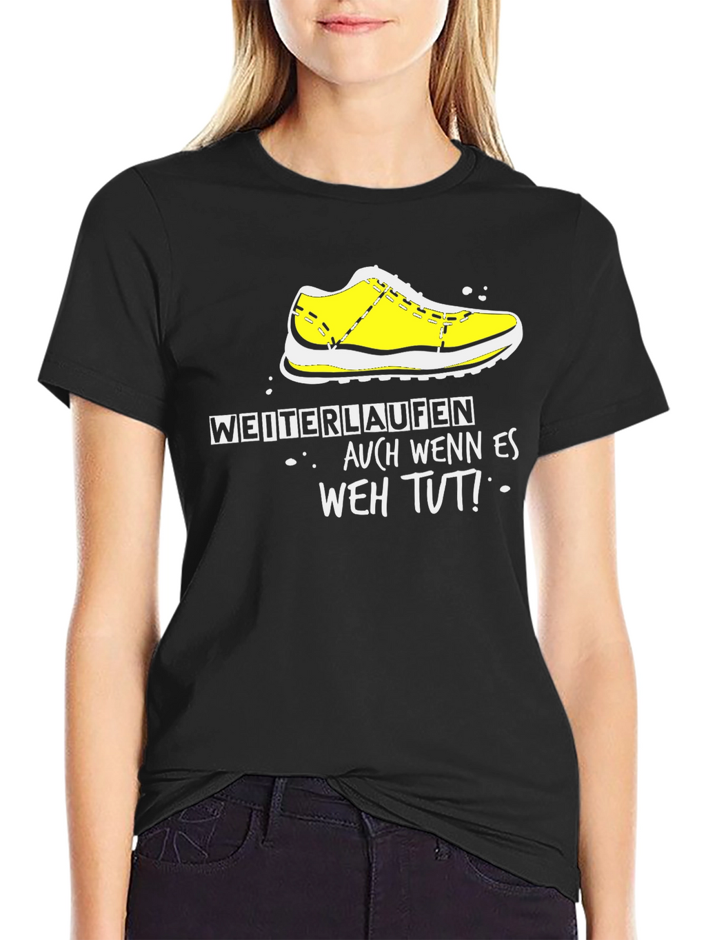 Motivational Runner T-Shirt - WEITERLAUFEN Black Tee