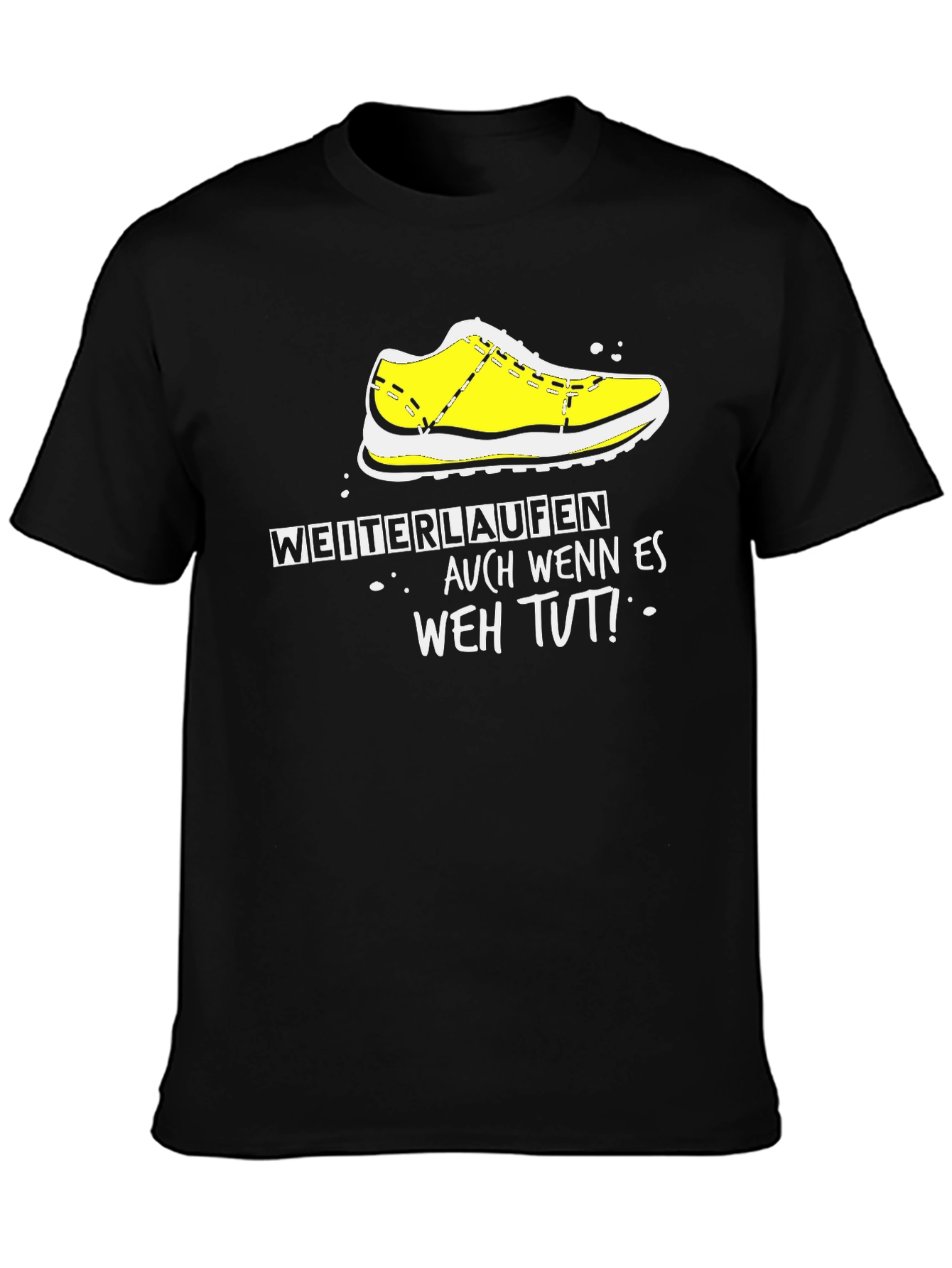 Motivational Runner T-Shirt - WEITERLAUFEN Black Tee