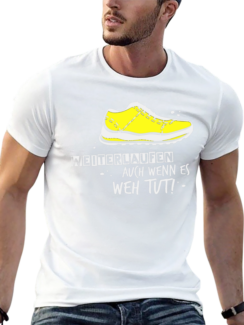 Motivational Runner T-Shirt - WEITERLAUFEN Black Tee