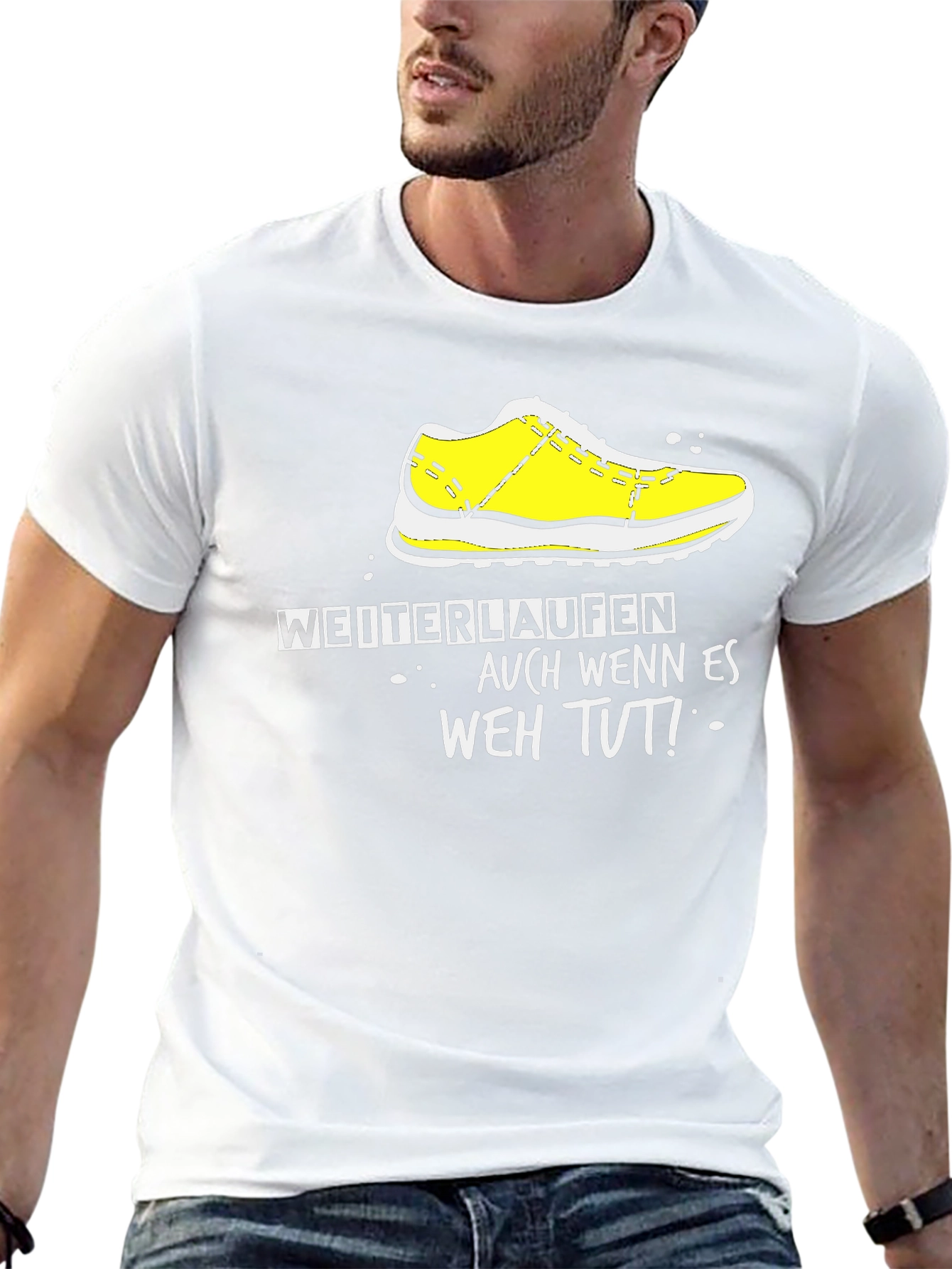 Motivational Runner T-Shirt - WEITERLAUFEN Black Tee