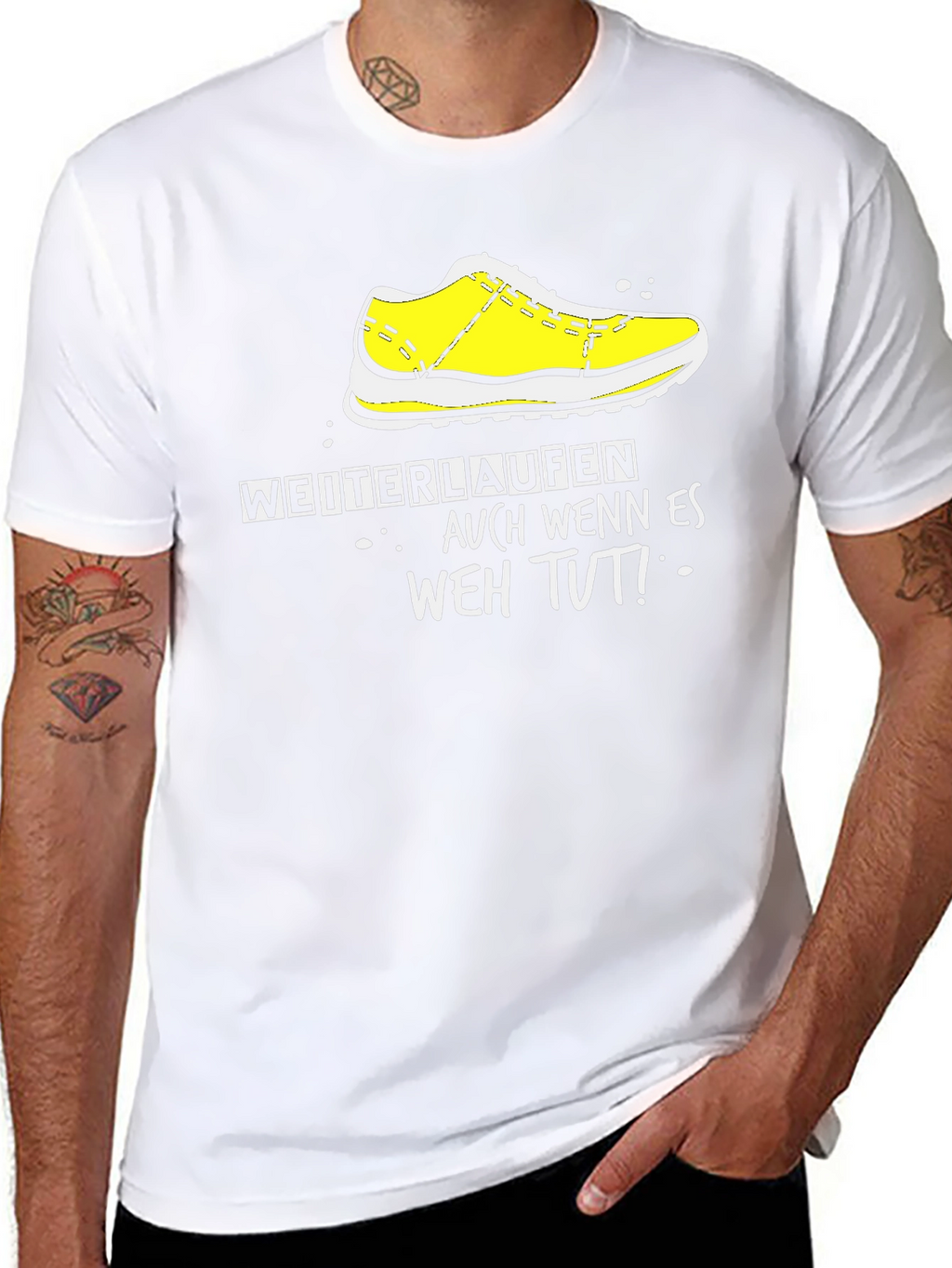 Motivational Runner T-Shirt - WEITERLAUFEN Black Tee