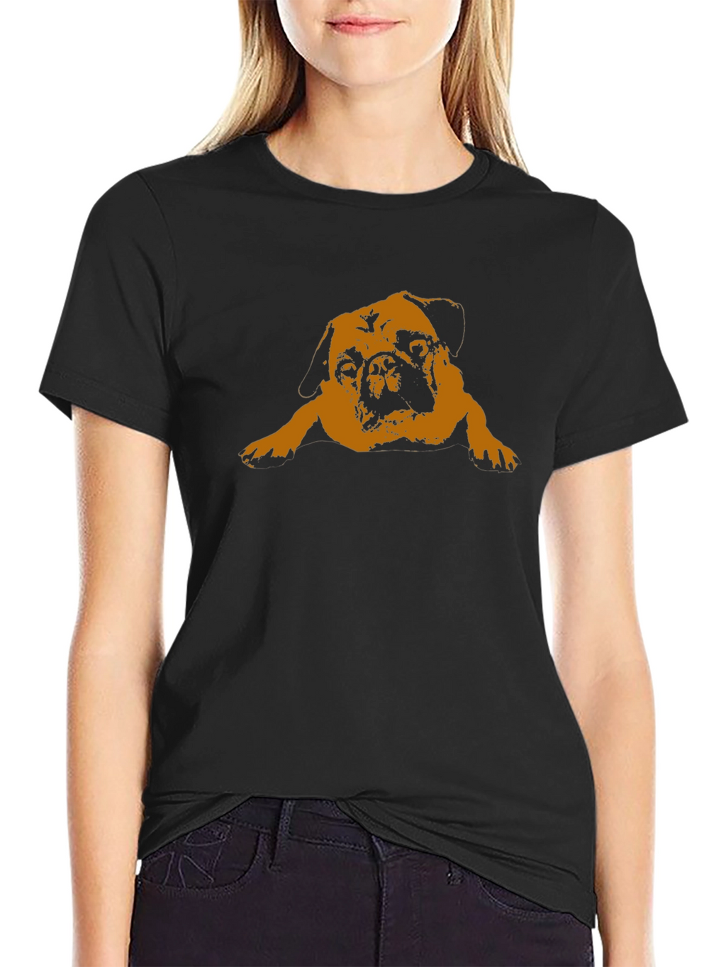 Pug Graphic Tee - Relaxed Fit Black T-Shirt