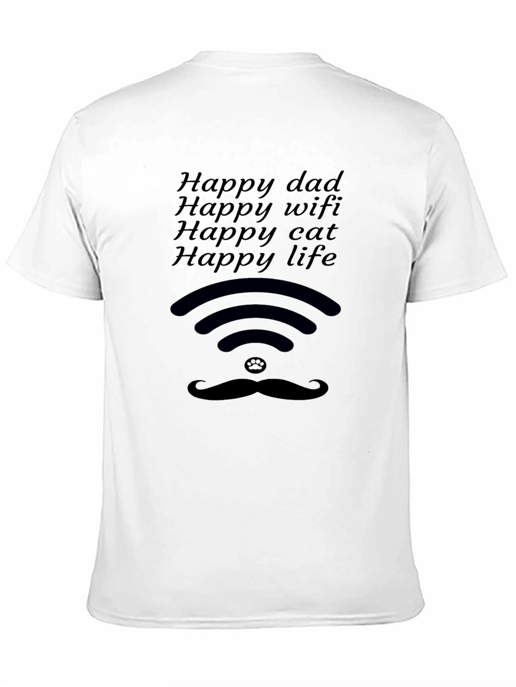 Happy Dad WiFi Cat Life Black T-Shirt