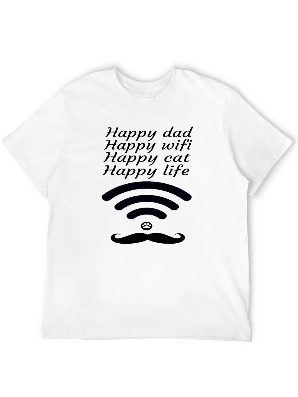 Happy Dad WiFi Cat Life Black T-Shirt