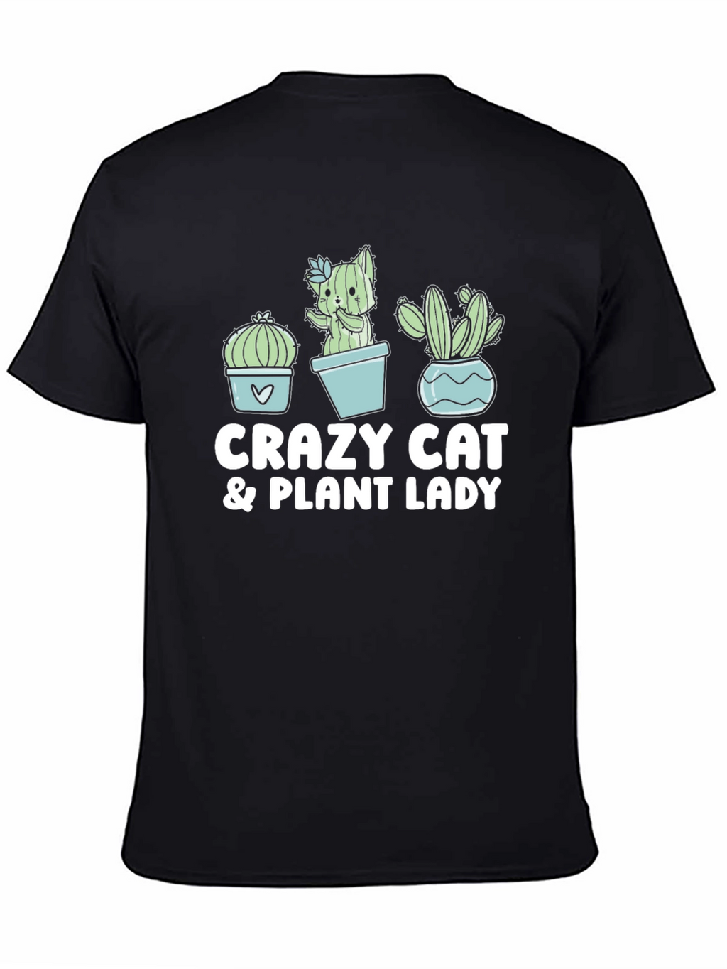 Crazy Cat & Plant Lady Black T-Shirt