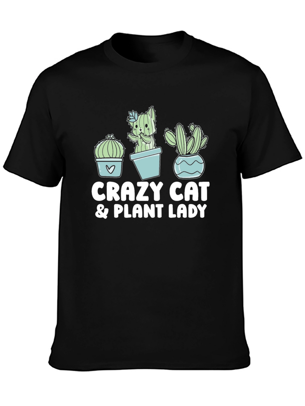 Crazy Cat & Plant Lady Black T-Shirt