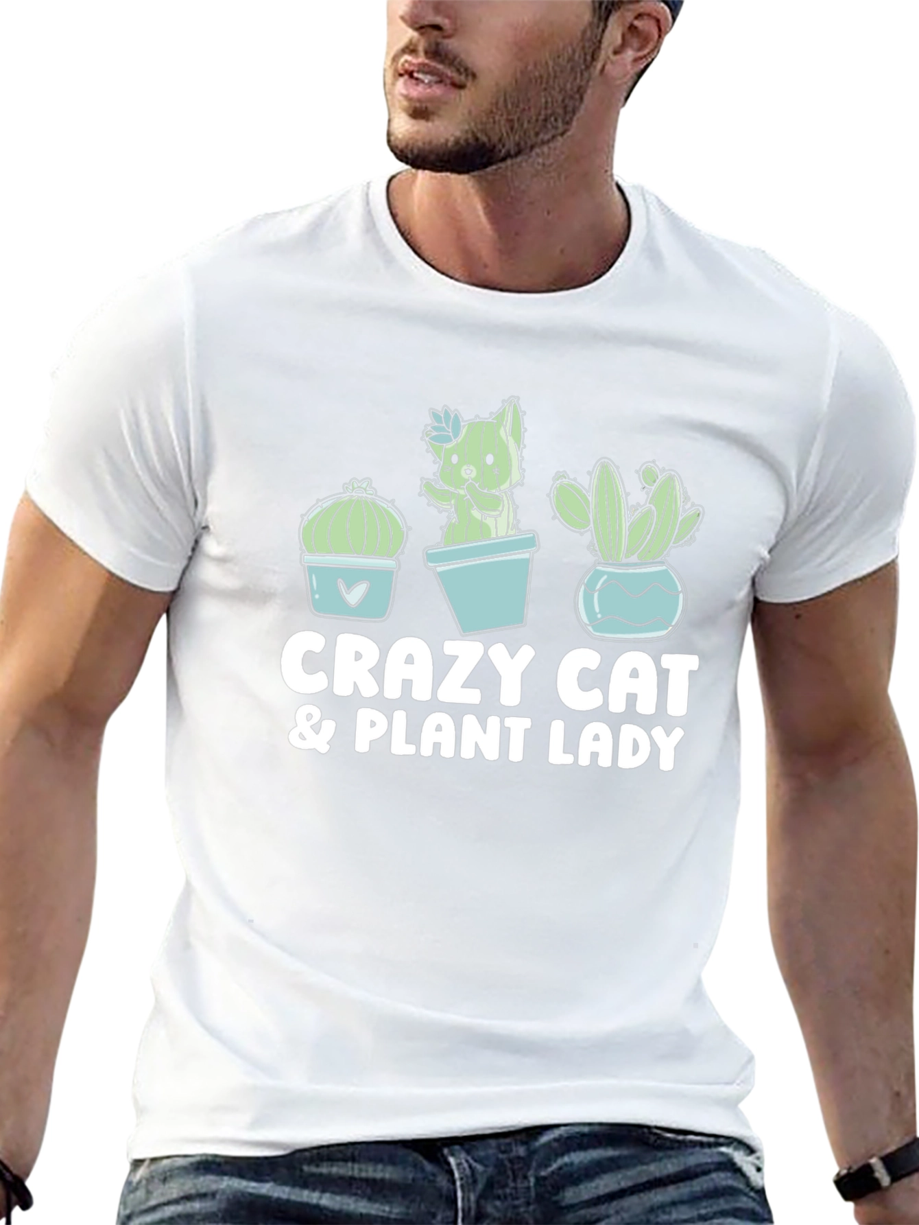 Crazy Cat & Plant Lady Black T-Shirt