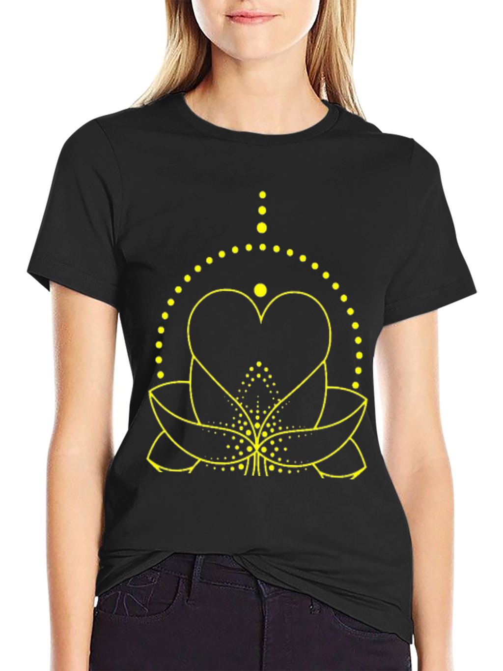 Lotus Heart Graphic Tee - Black