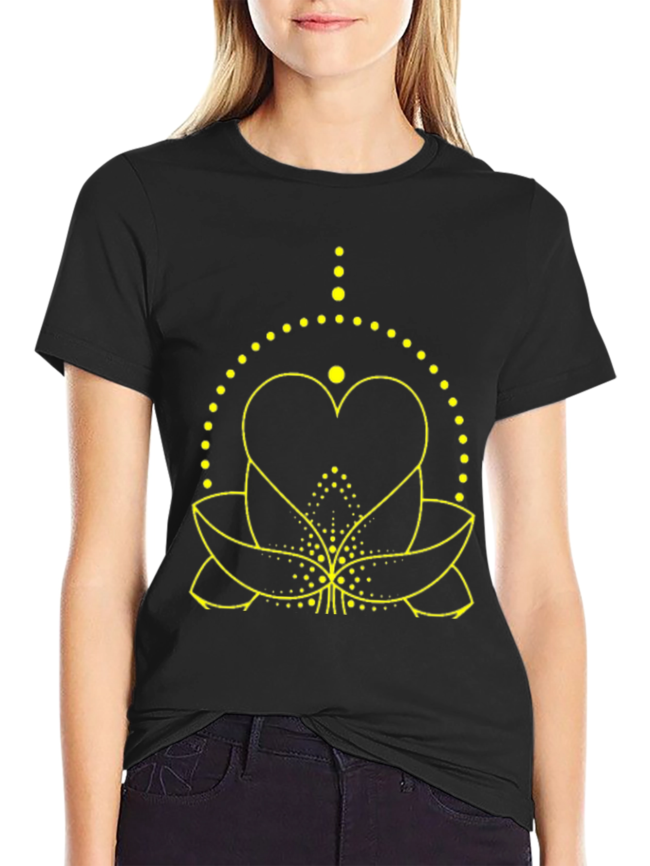 Lotus Heart Graphic Tee - Black