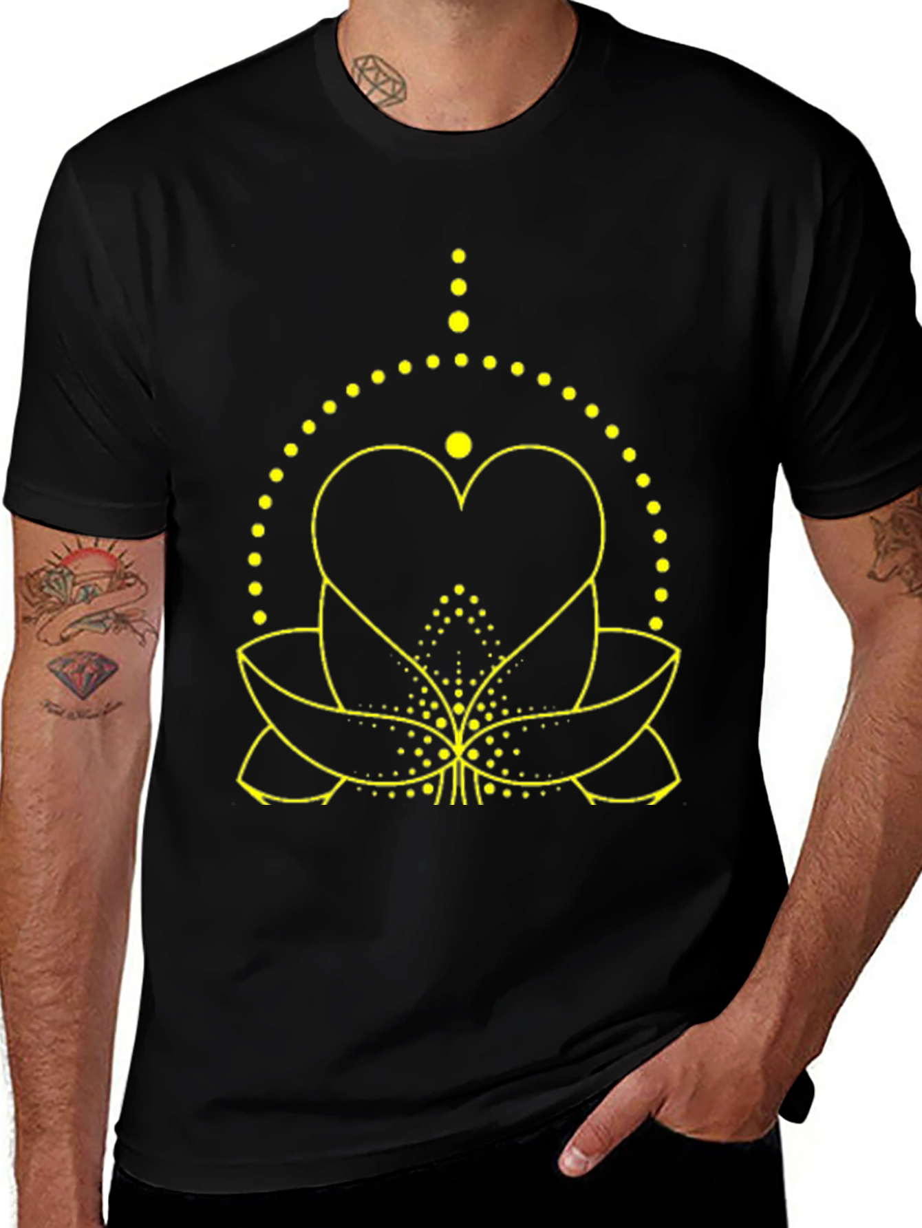 Lotus Heart Graphic Tee - Black