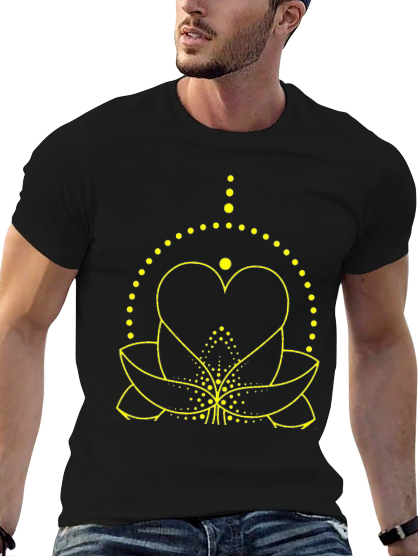 Lotus Heart Graphic Tee - Black