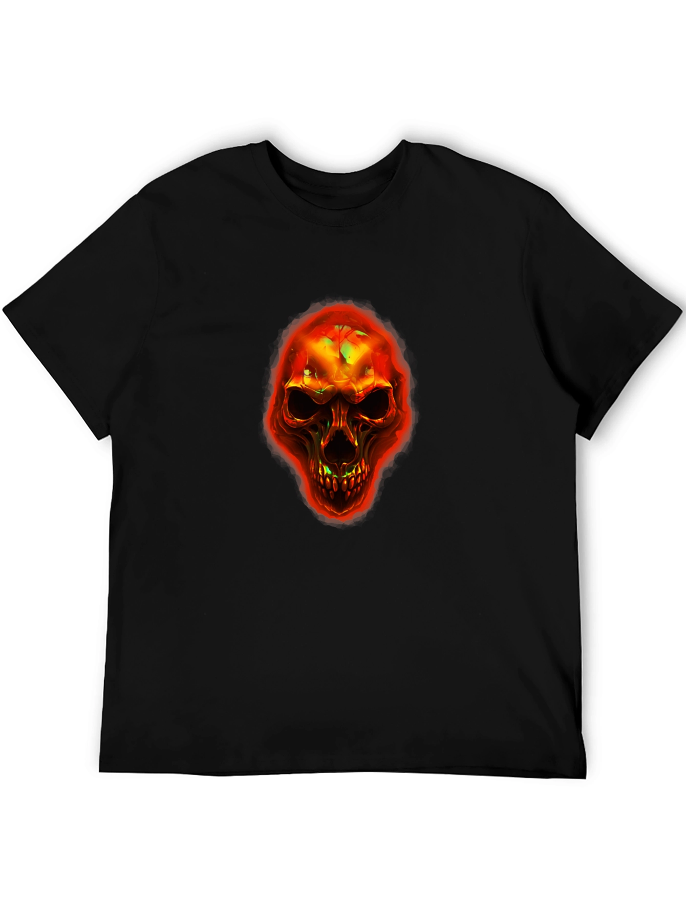 Fiery Skull Graphic T-Shirt - Black