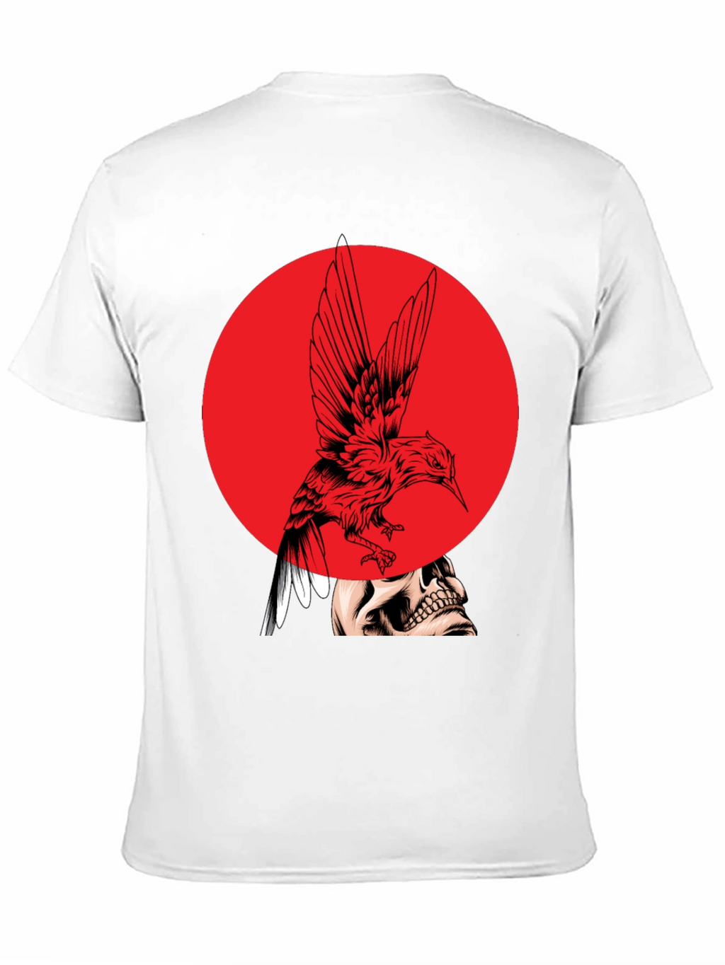Edgy Bird & Skull Graphic Black T-Shirt