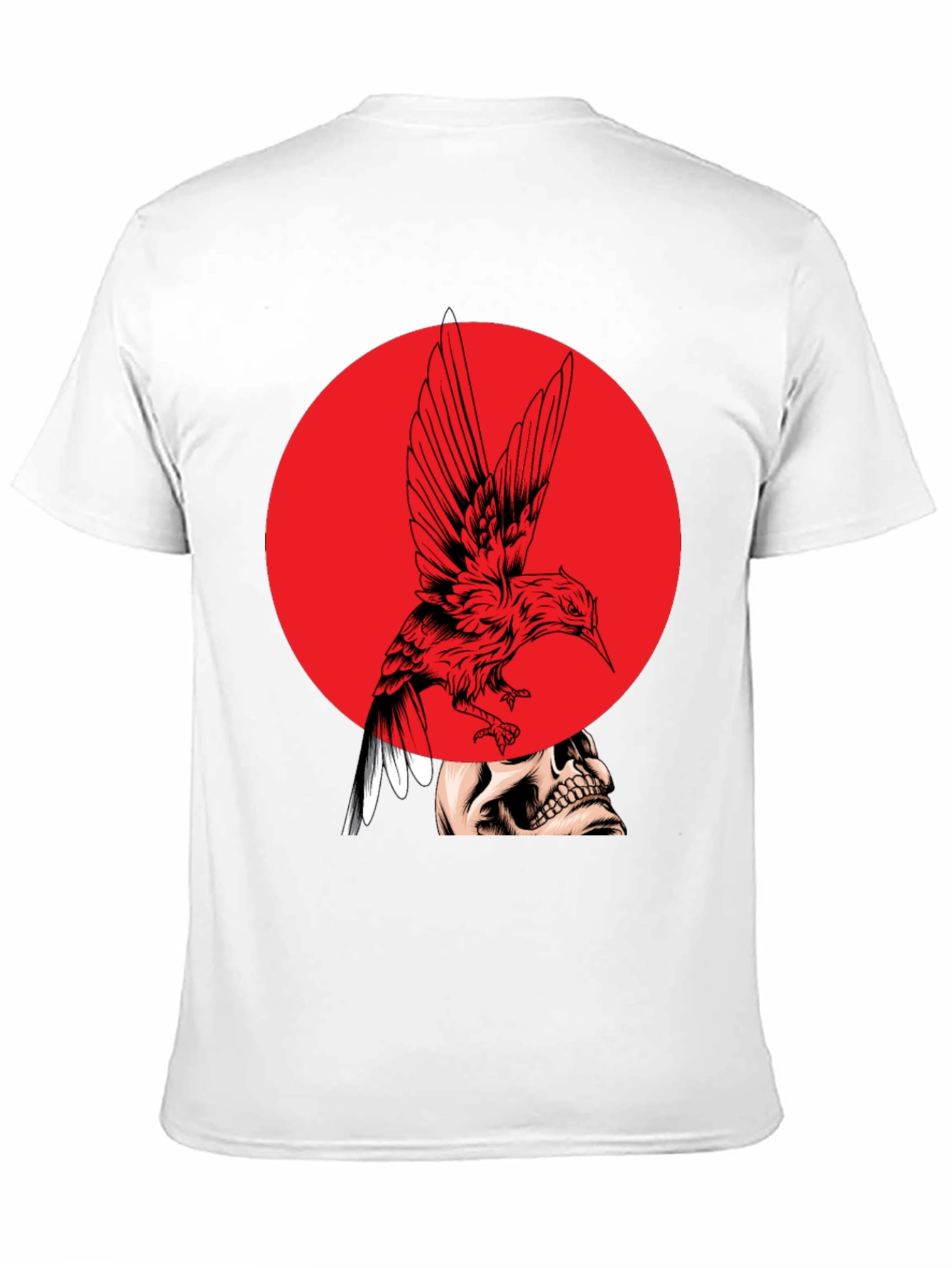 Edgy Bird & Skull Graphic Black T-Shirt