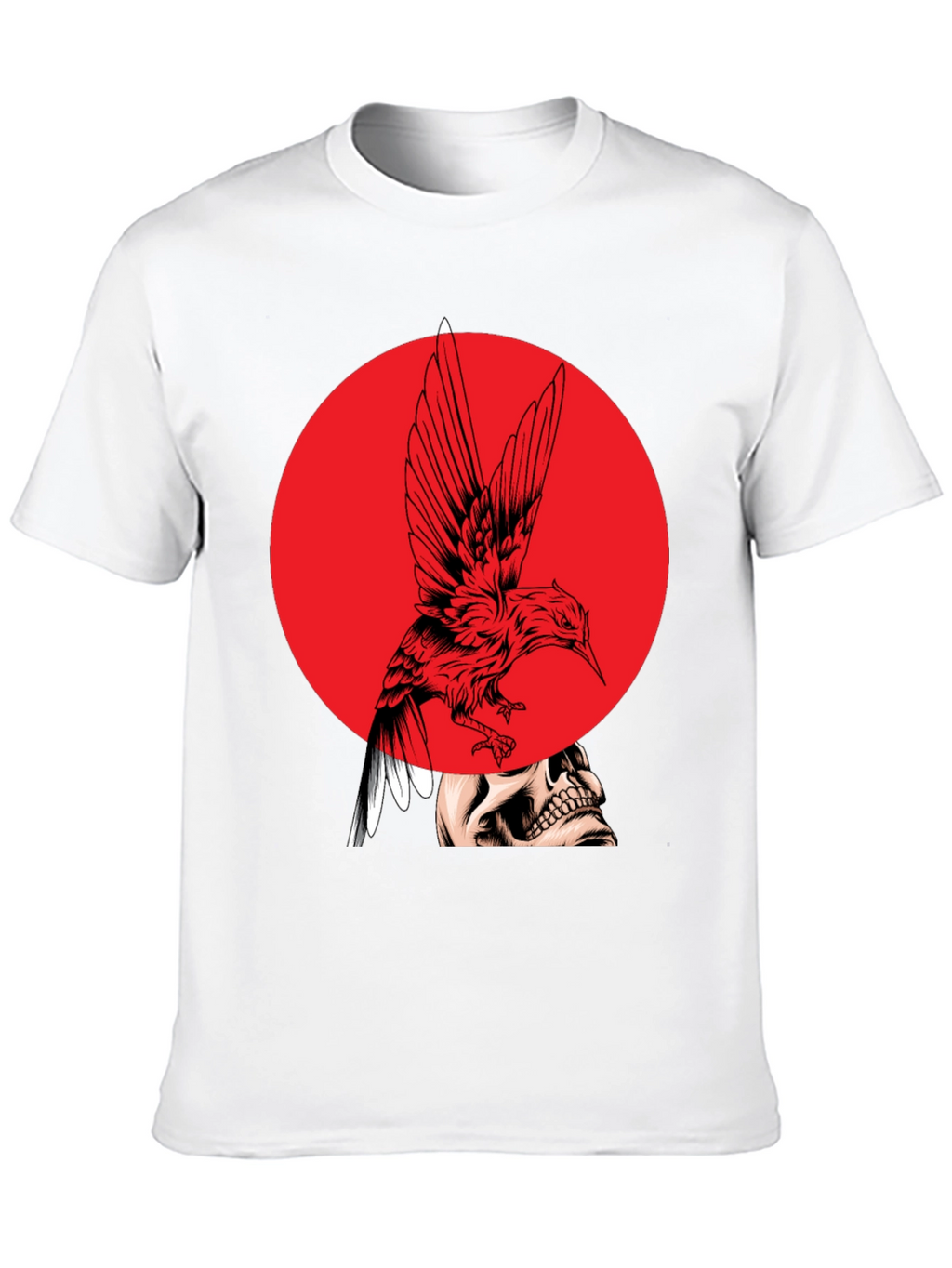 Edgy Bird & Skull Graphic Black T-Shirt