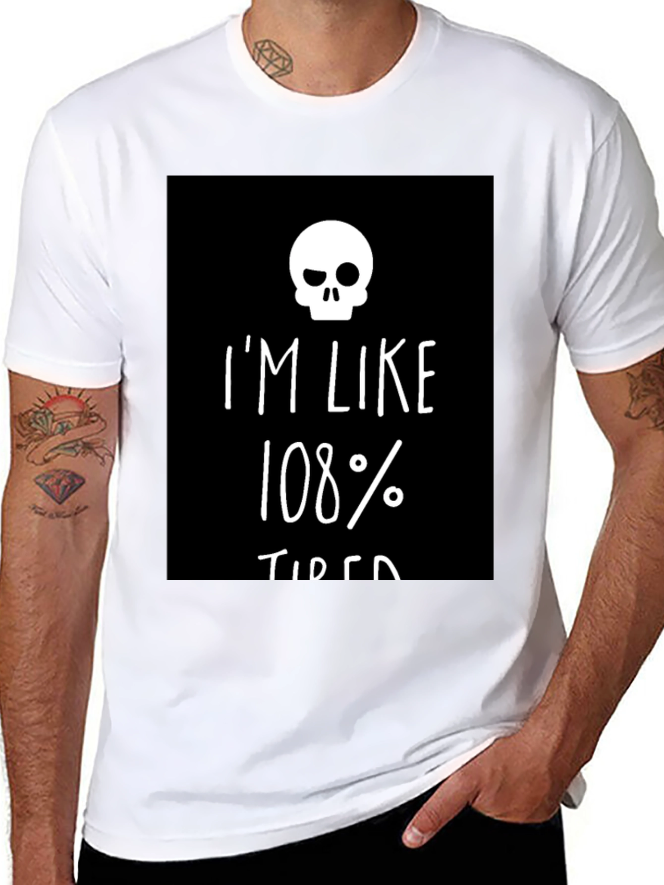 Im Like 108% Tired Skull Graphic Tee