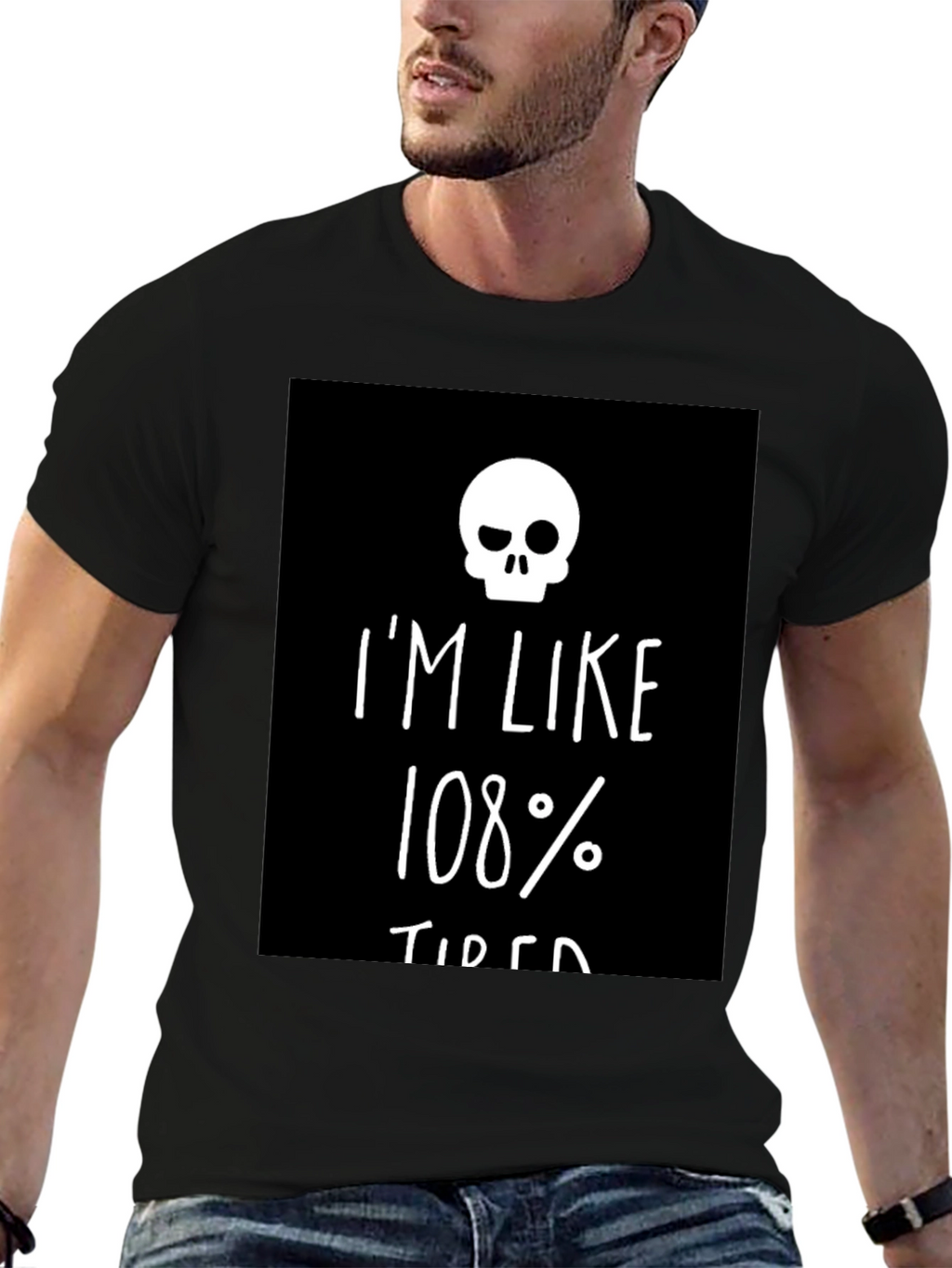 Im Like 108% Tired Skull Graphic Tee