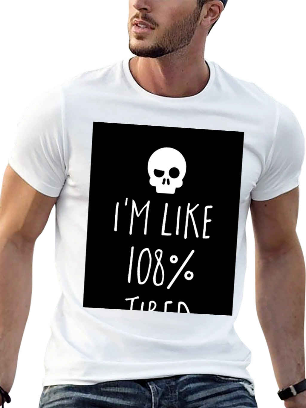 Im Like 108% Tired Skull Graphic Tee