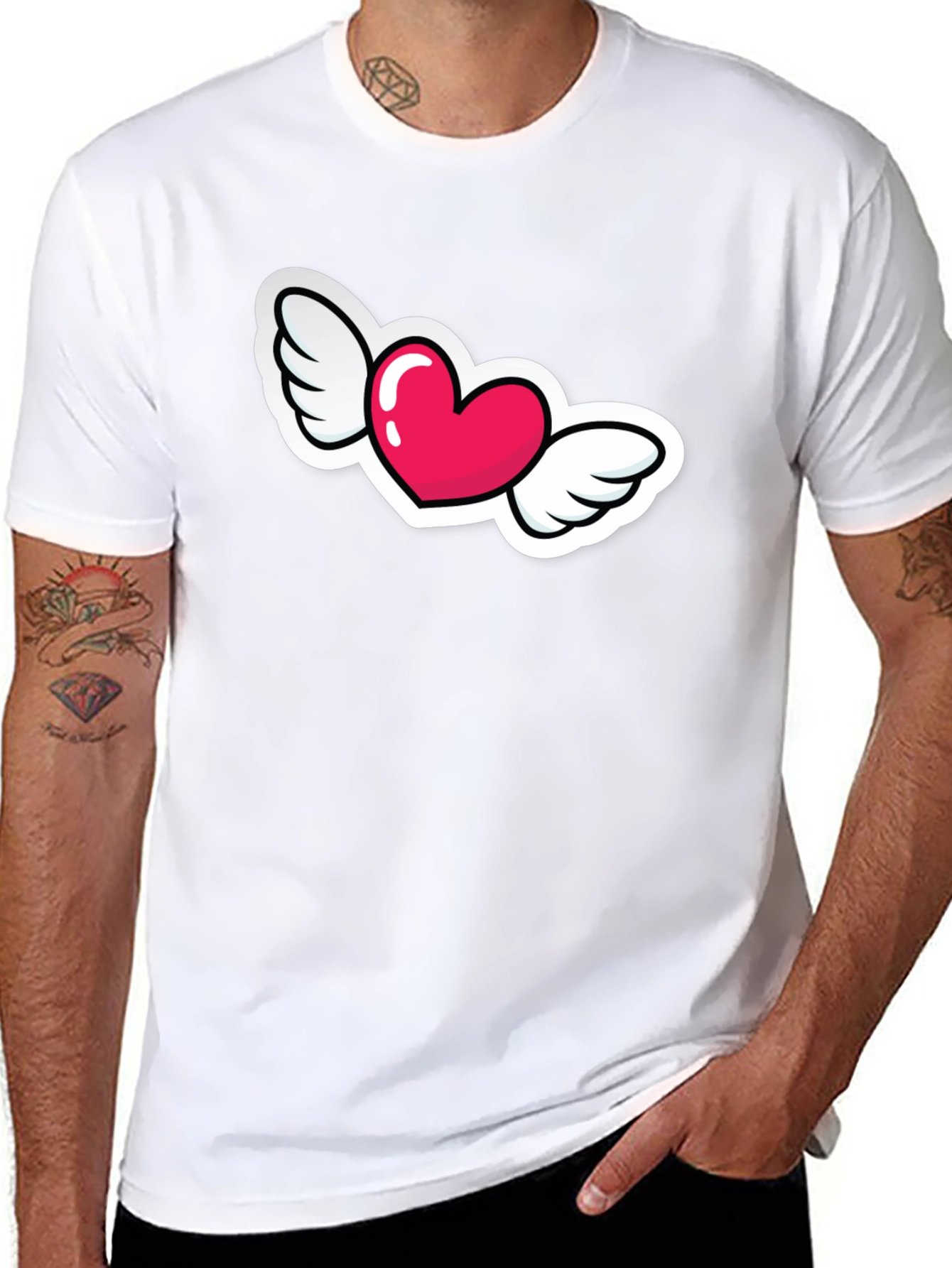 Heart with Wings Graphic Black T-Shirt
