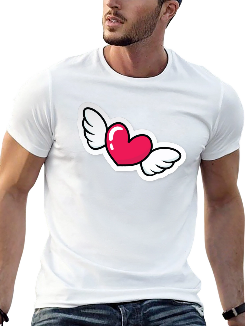 Heart with Wings Graphic Black T-Shirt