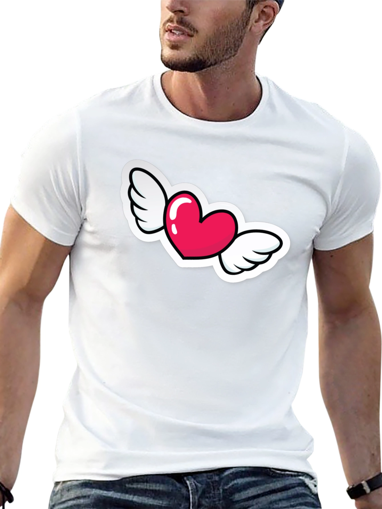 Heart with Wings Graphic Black T-Shirt