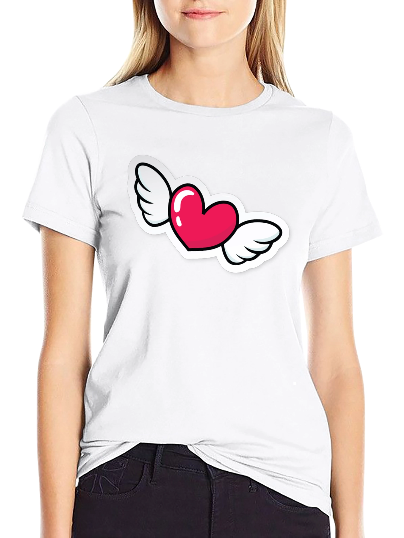 Heart with Wings Graphic Black T-Shirt