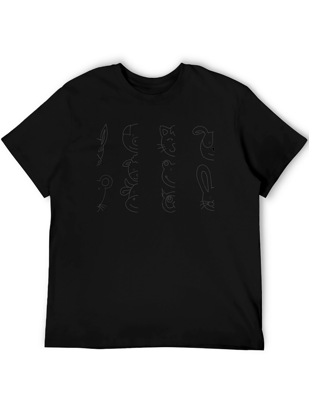 Minimalist Animal Outline Black T-Shirt
