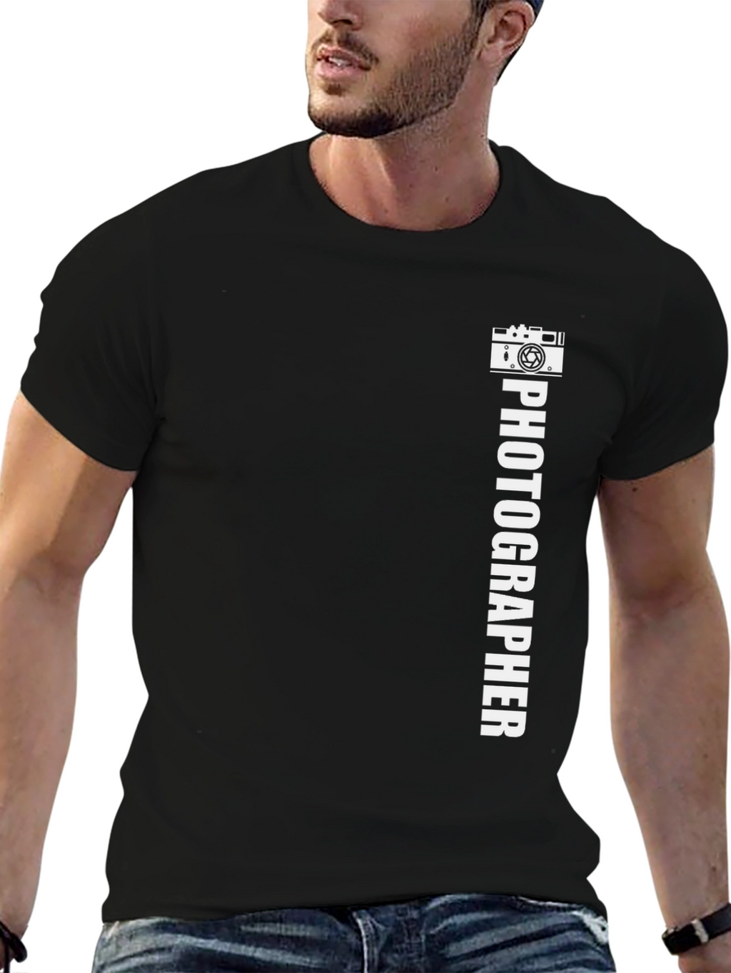 Photographer Graphic Tee - Black Cotton Casual Shirt