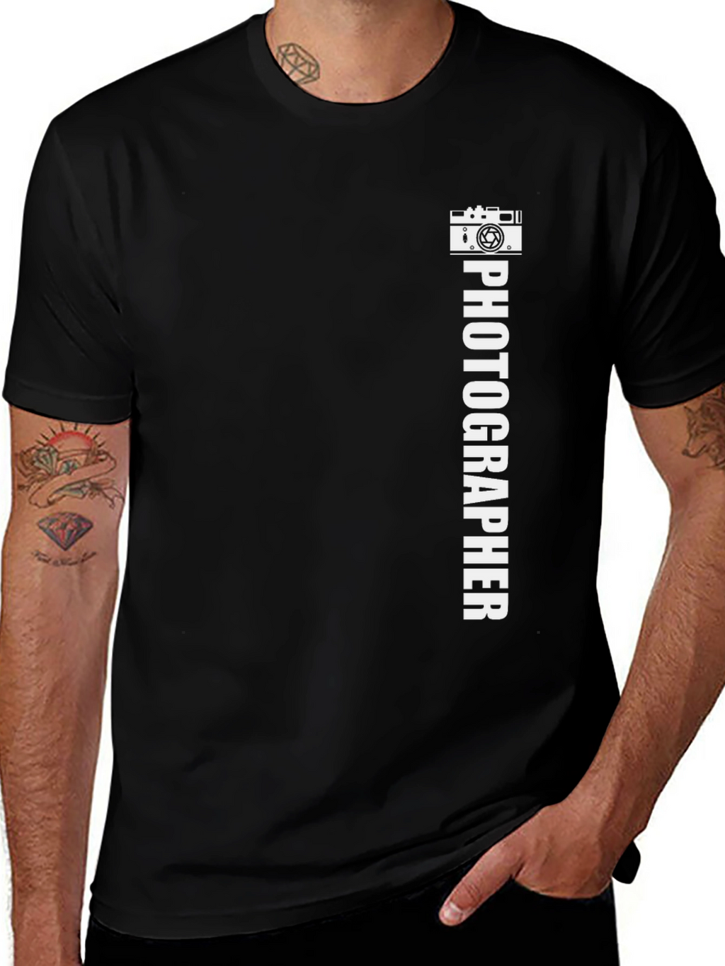 Photographer Graphic Tee - Black Cotton Casual Shirt