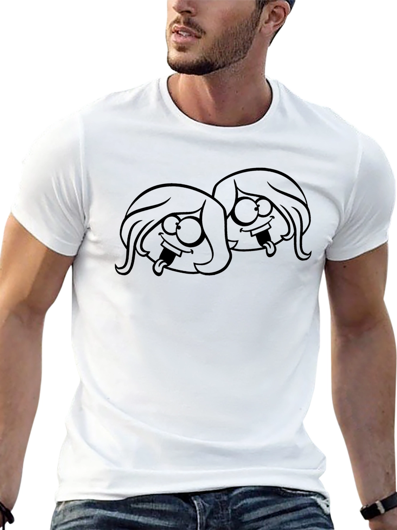 Cartoon Head T-Shirt - Black