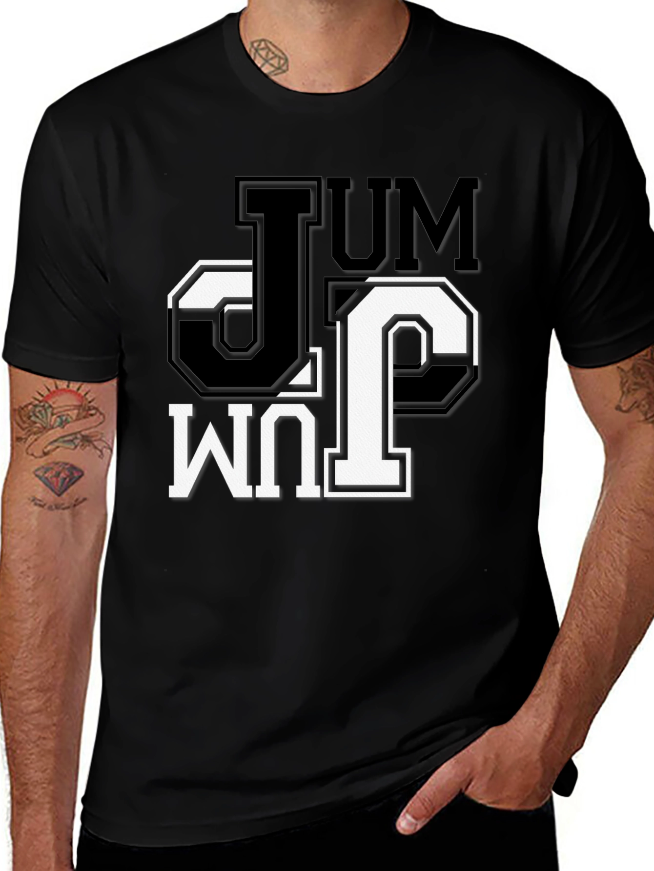 JUM Black Graphic Tee - Stylish Mens Casual Shirt