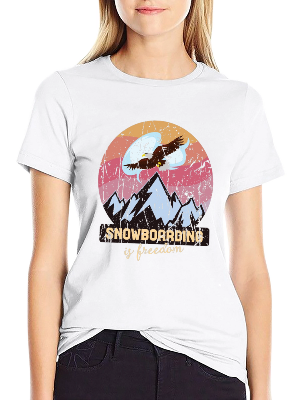 Snowboarding Is Freedom Graphic Tee - Black