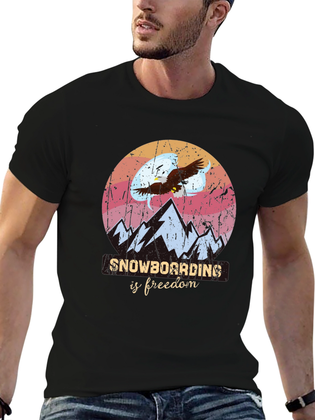 Snowboarding Is Freedom Graphic Tee - Black