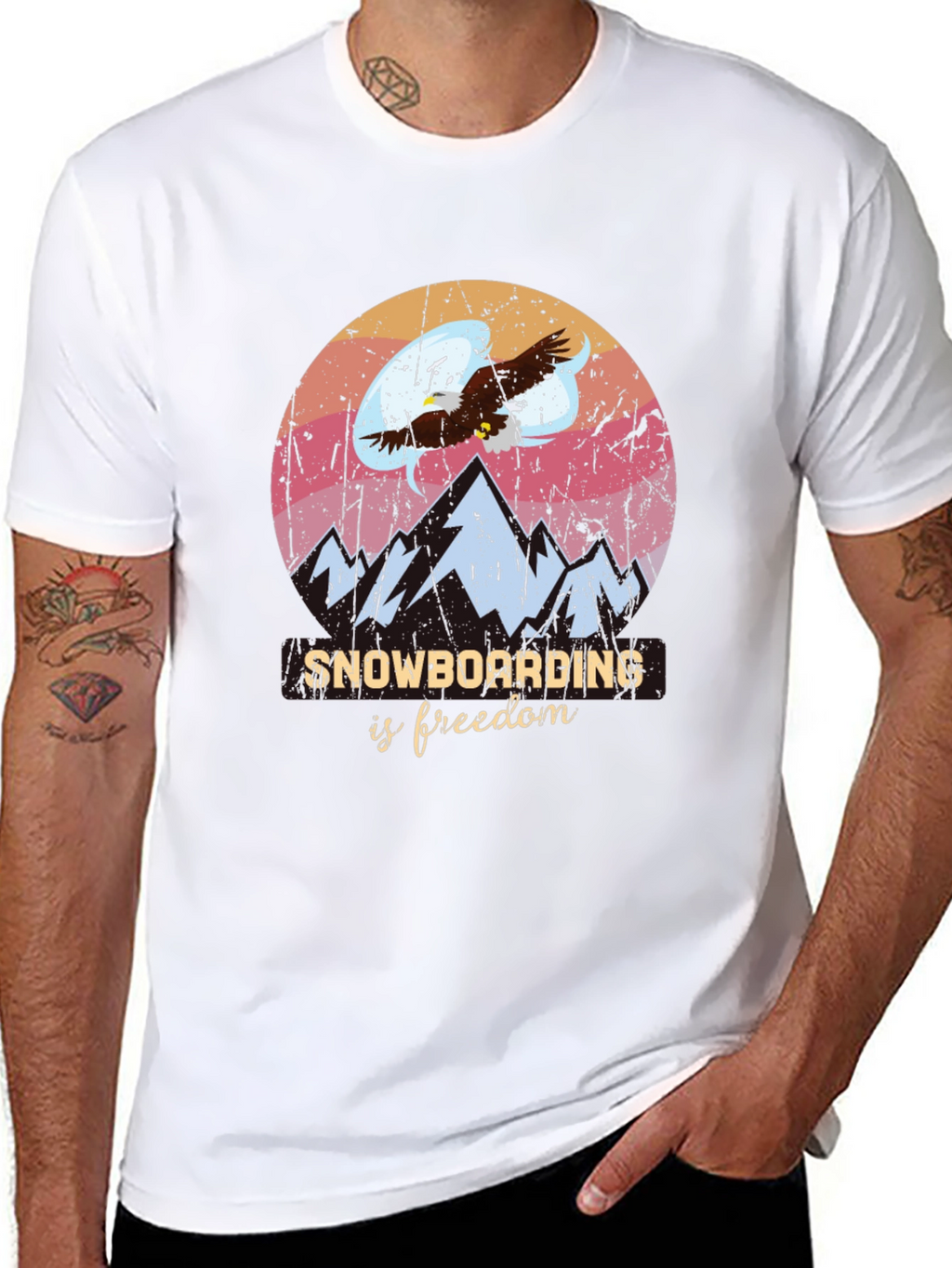 Snowboarding Is Freedom Graphic Tee - Black