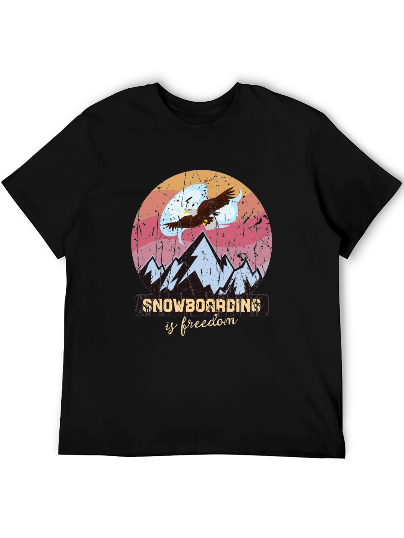 Snowboarding Is Freedom Graphic Tee - Black