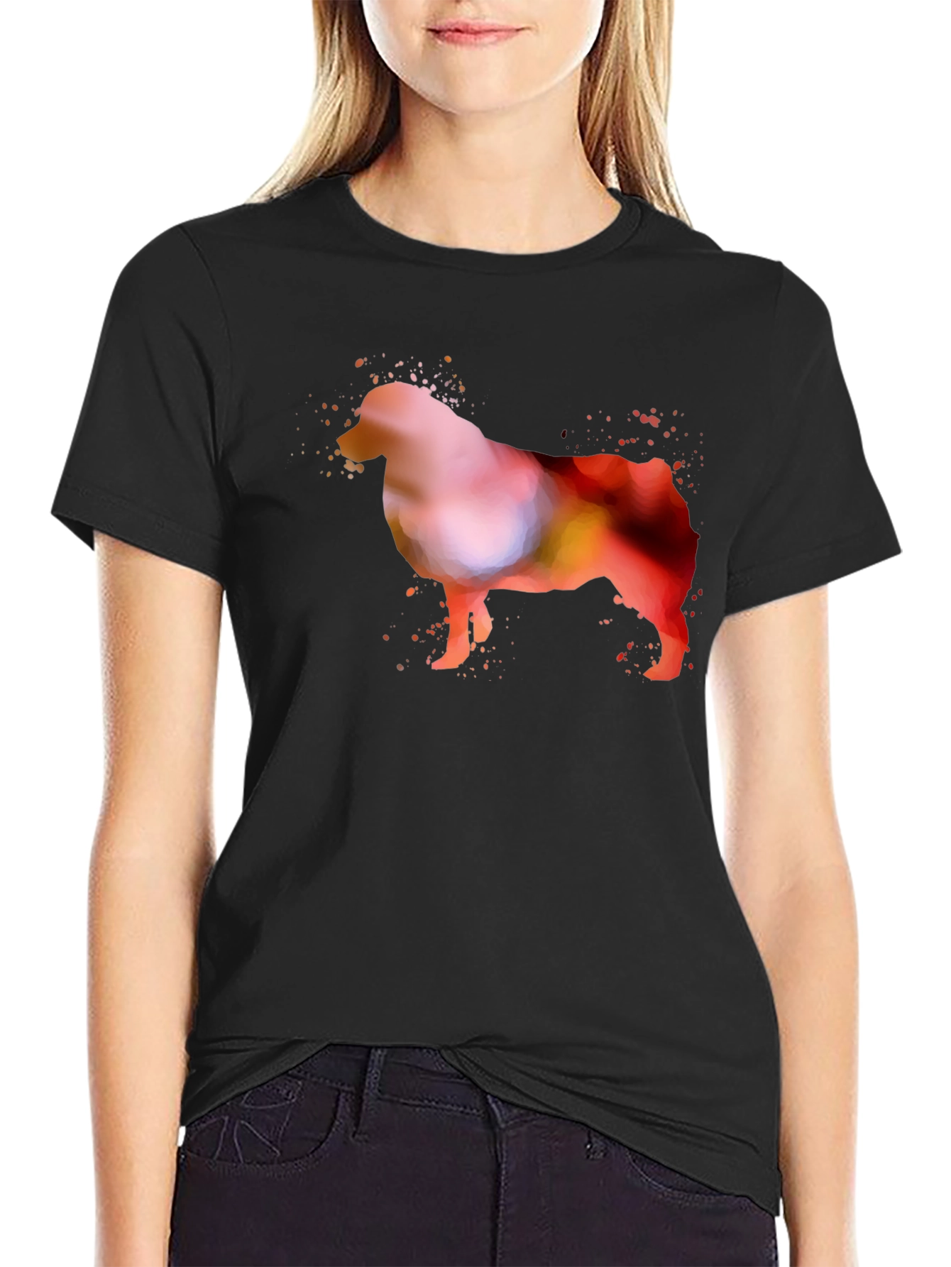 Dog Watercolor Art Black T-Shirt