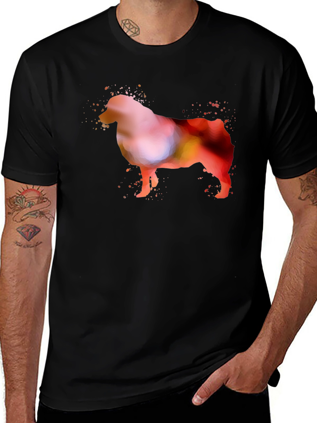 Dog Watercolor Art Black T-Shirt
