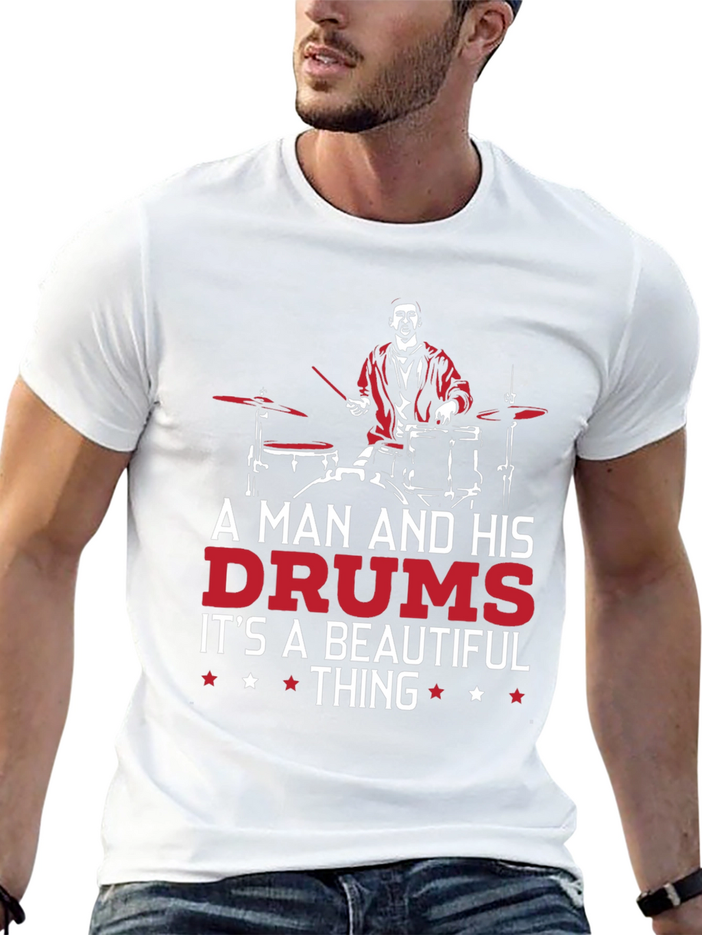 Drummer Graphic T-Shirt - A Man and His Drums