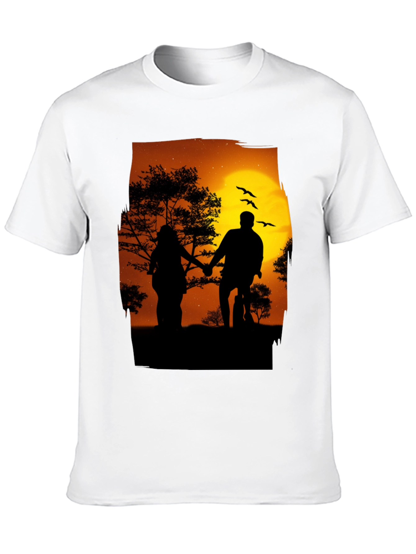 Silhouette Sunset Couple Graphic Tee