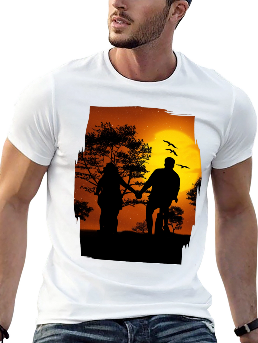 Silhouette Sunset Couple Graphic Tee