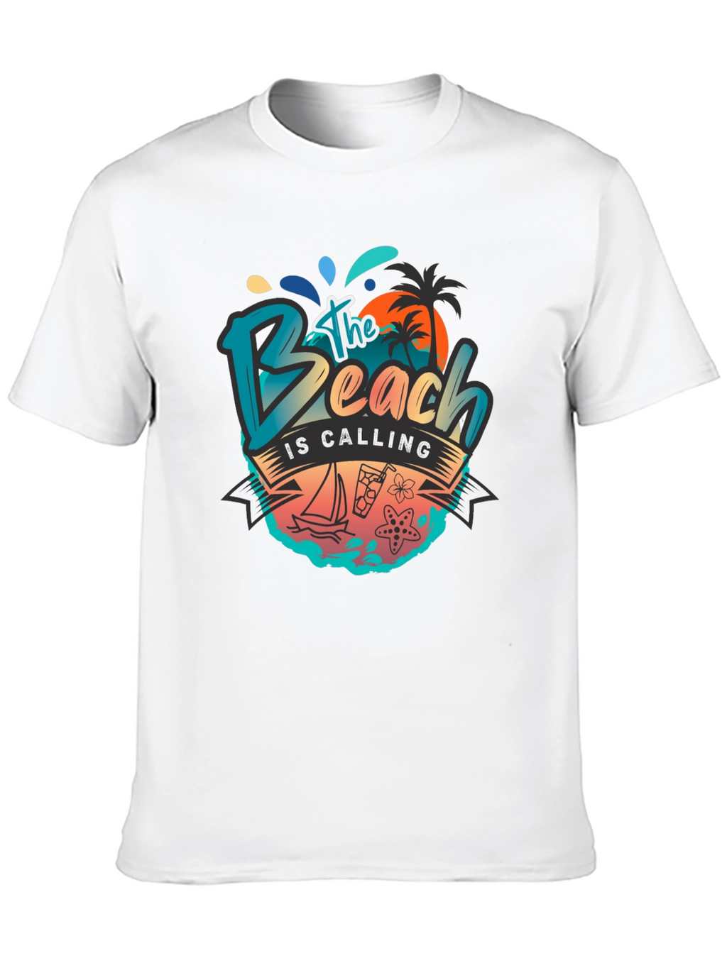The Beach Is Calling Graphic T-Shirt - Black
