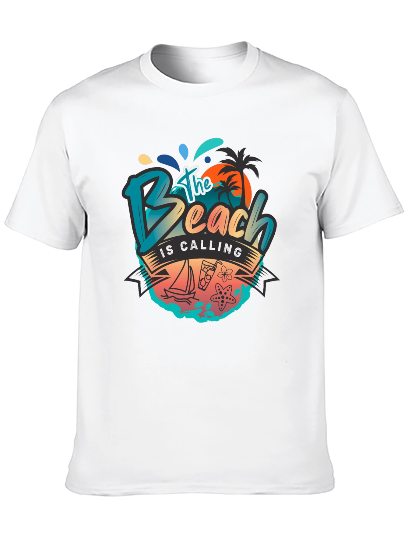 The Beach Is Calling Graphic T-Shirt - Black