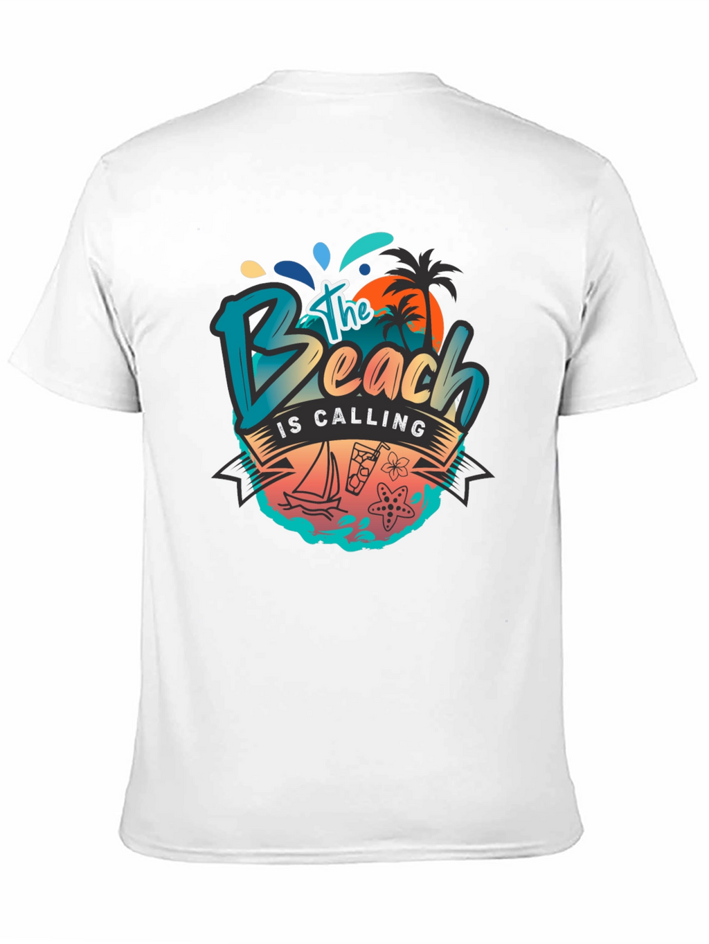 The Beach Is Calling Graphic T-Shirt - Black