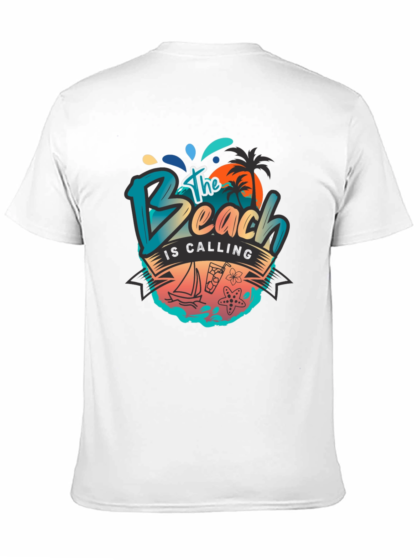 The Beach Is Calling Graphic T-Shirt - Black