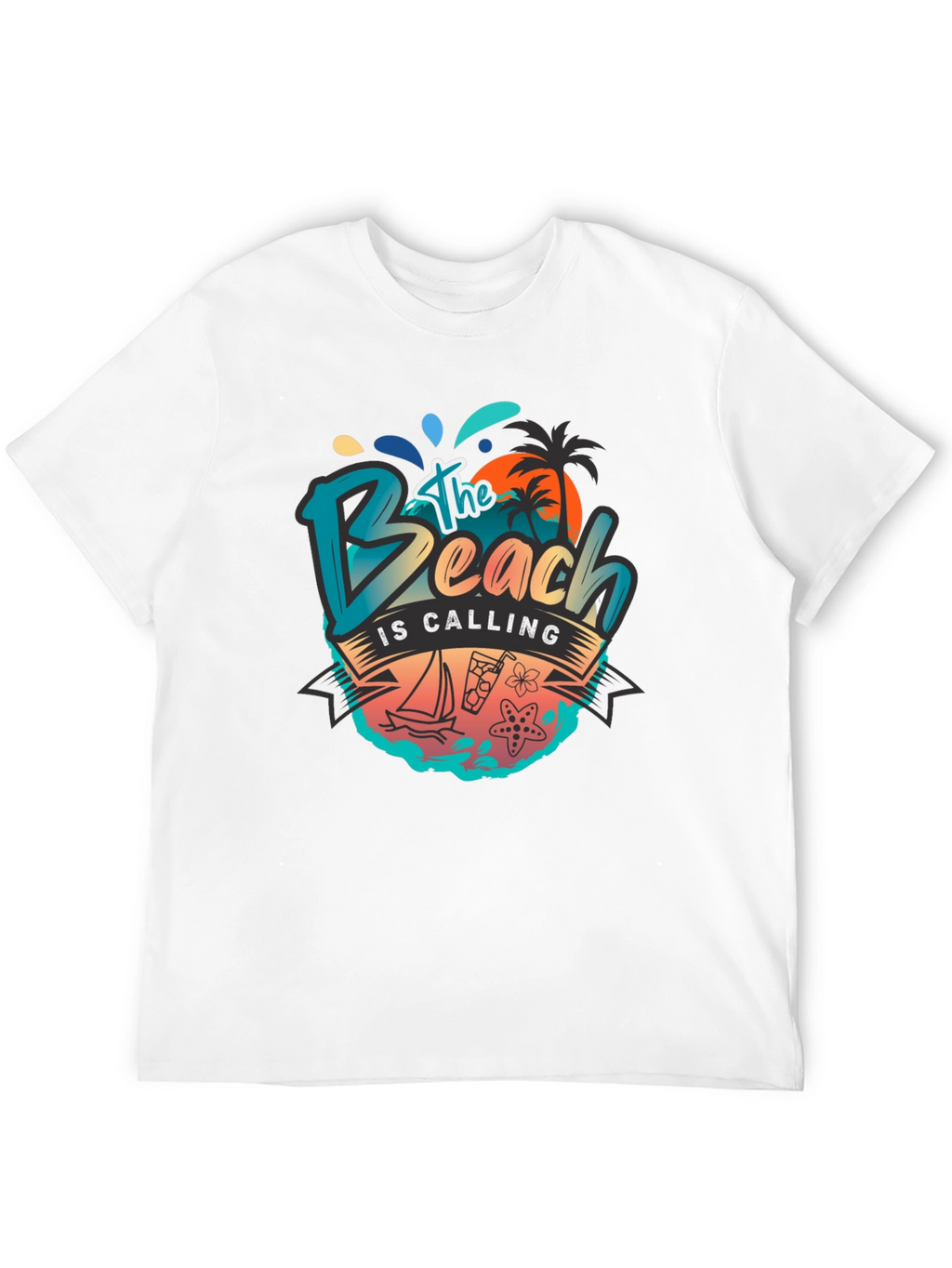 The Beach Is Calling Graphic T-Shirt - Black