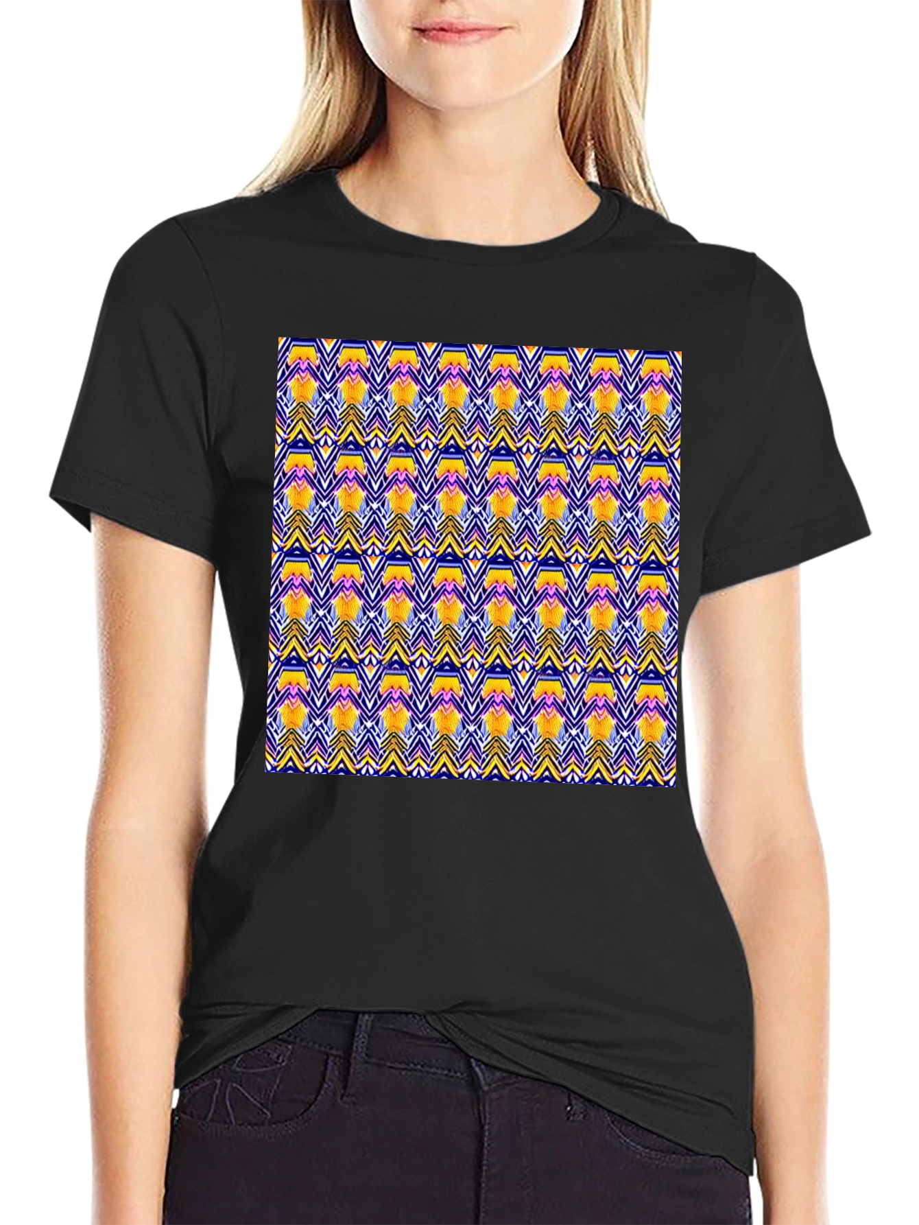 Geometric Pattern Black T-Shirt